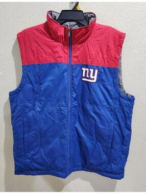 Y2K New York Giants Full Zip Vest Mens Size XL Reversible Puffer NFL Football
